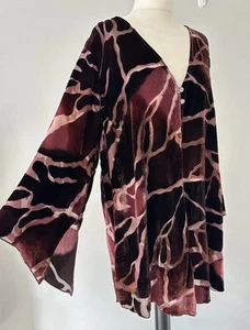Kirsten Krog Design Burgundy Pink Ombre Silk Velvet Devore Kimono Jacket UK 24 - Picture 1 of 20
