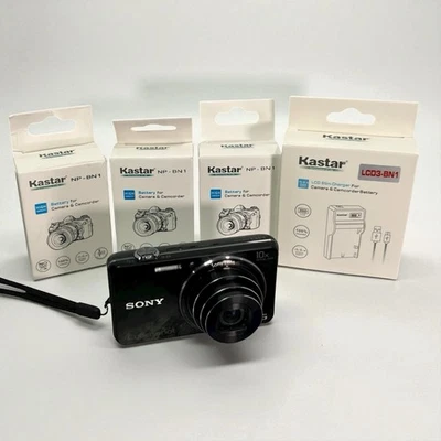 Cámara digital compacta Sony Cyber-shot DSC-WX100 negra. 4 Baterías, Cargador + Foto 1 de 4