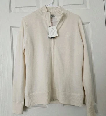 Cardigã feminino Fairway & Greene Abbey Merino Windsweater com zíper tamanho G LOGOTIPO pérola - Imagem 1 de 4