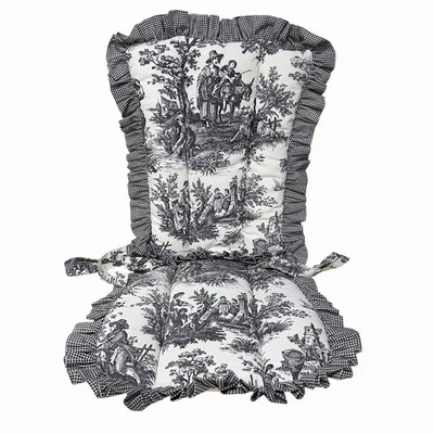 ALMOHADILLAS PARA SILLA WAVERLY COUNTRY LIFE NOIR PERSONALIZADAS NEGRO BLANCO ASIENTO TRASERO CON VOLANTES GINGHAM Foto 1 de 4