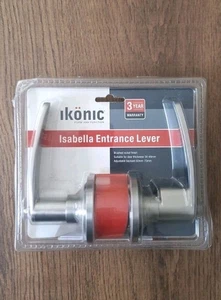 Ikonic Door Handle Brushed Nickel Finish Entrance Lever ISABELLA Boxed New Seale - Picture 1 of 8