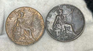 1896 & 1924 Great Britain Farthing 2 coins lot - Picture 1 of 4