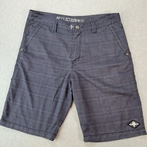 Affliction Standard Board Shorts Mens Size 36 Grey Plaid Pockets