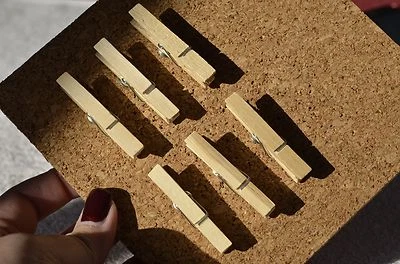 Set/6 NATURAL wooden clothespin bulletin board pushpins, thumbtacks, or magnets - Image 1 of 4