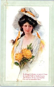 In Pleasure's Dream oder Sorrow's Hour Künstler Archie Gunn Gedicht Postkarte 1909 - Bild 1 von 2