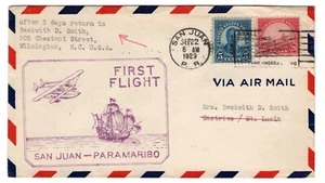 1st Flight FAM 6-15c Lindbergh San Juan PR - Castries St Lucia 1929 - Picture 1 of 2