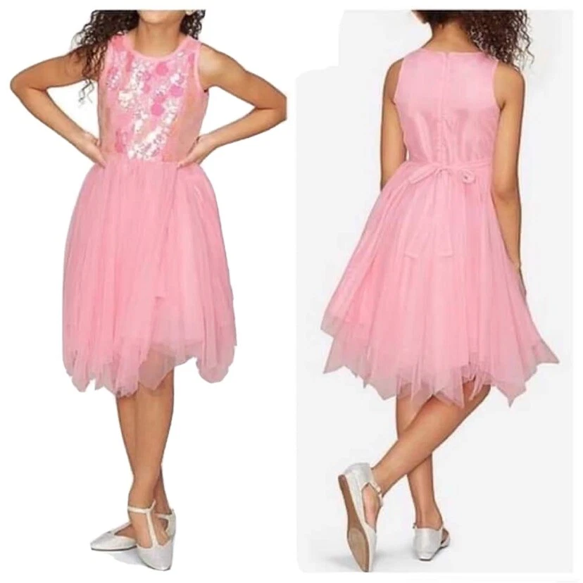 Justice Dress Girls Pink Sequin Tulle Tutu Layer Party Dress NEW Sizes 14 16 18 - Image 1 of 1