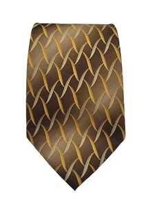 Bijoux Terner Necktie Brown Gold Beige Tan Handmade 100% Silk Tie 62" x 4" - Picture 1 of 7