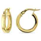 Amour Hoop Edged Earrings In 10k Yellow Gold