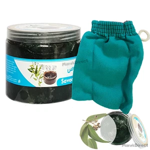 Eucalyptus Moroccan Black Beldi Soap Natural Hammam Exfol Kessa Glove Body Mitt - Picture 1 of 7