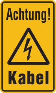 Hinweisschild, Achtung! Kabel- 120x200x0.45 mm Aluminium geprägt - Bild 1 von 1