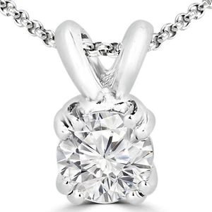 0,31 KT Runde I2 G Diamant Solitär Anhänger Halskette 14K Weißgold - Bild 1 von 2
