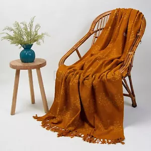 Hand Block Printed Throw Bohemian MudCloth Indian Cotton Sofa Bed Couch Blanket - Picture 1 of 6
