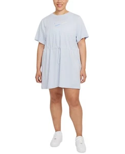 Nike Women's Plus Size Light Blue Cotton Short Sleeve Sportswear Dress - Picture 1 of 1