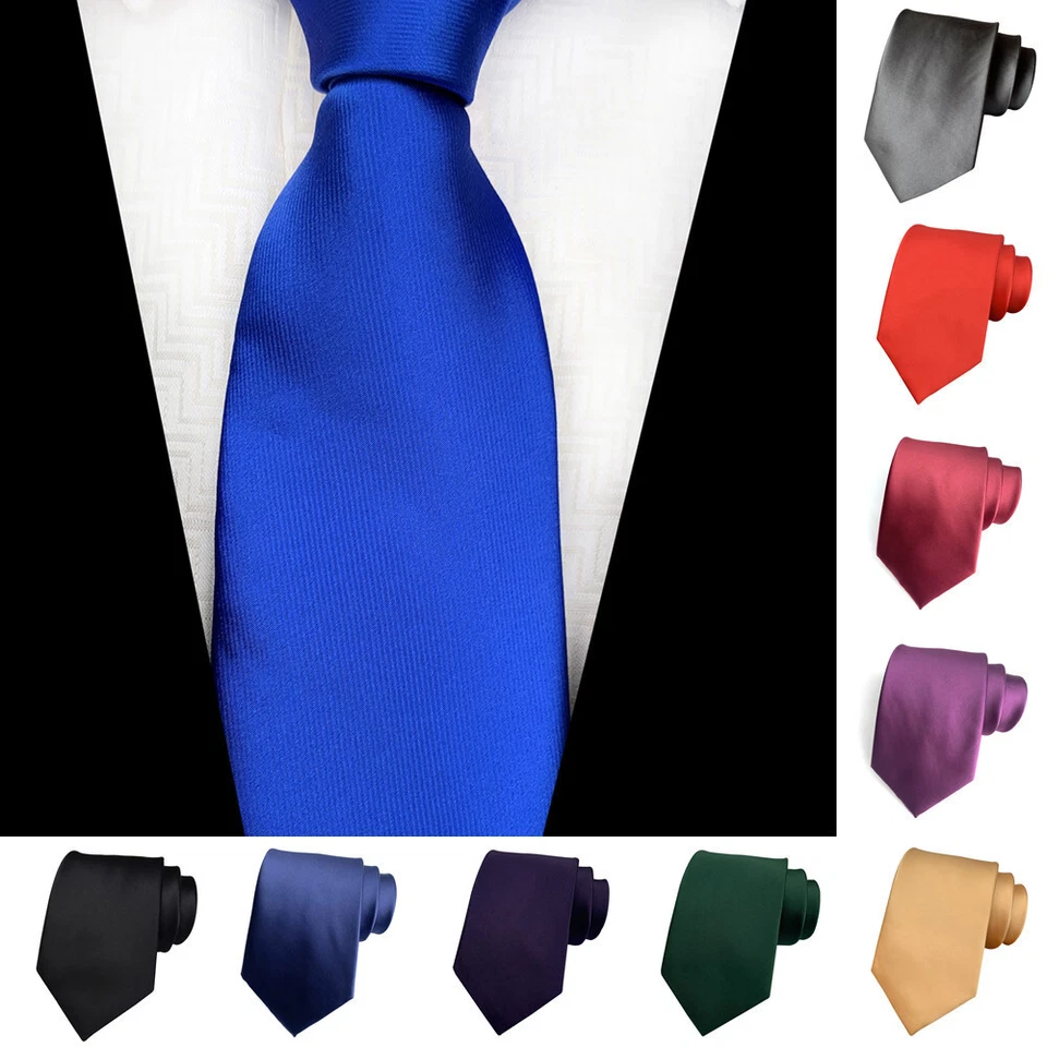 Corbata de poliéster formal de negocios de 8 cm de ancho a rayas lisas para hombre Foto 1 de 1