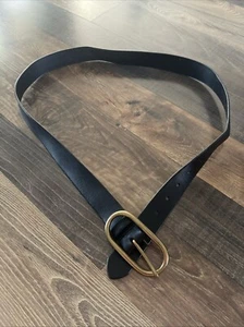 Treasure & Bond Oval Buckle Black Leather Belt Size Large Jean Fit USA - Picture 1 of 10