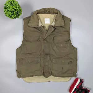 Vintage 70s-80s Mens Army Brown Insulated Military Multipocket Vest/Gilet Size M - Picture 1 of 10