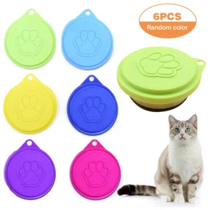 6x Silicone Plastic Can Lids Pet Dog Cat Food Reusable Covers Tops Fresh Storage - Picture 1 of 12