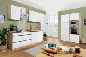 Küche Küchenzeile Küchenblock grifflos Eiche Weiß Lorena 445 cm Respekta - Bild 1 von 12