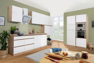 Küche Küchenzeile Küchenblock grifflos Eiche Weiß Lorena 445 cm Respekta - Bild 1 von 4