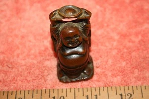 Vintage Standing Wood Carved Buddha Statue 2 1/4 inches  - Picture 1 of 4