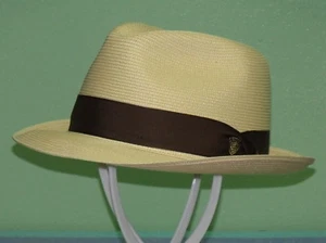 DOBBS ROSEBUD FLORENTINE MILAN STRAW FEDORA HAT  - Picture 1 of 14