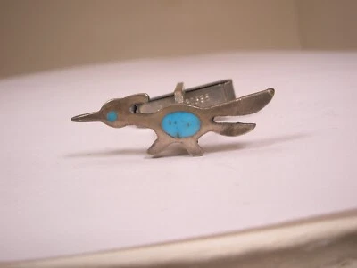 Turquoise Sterling Roadrunner SINGLE Vintage Cuff Link replace lost/broken zd43 - Image 1 of 4