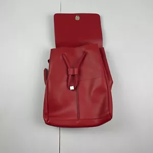 ZARA Backpack Red Faux Leather Midi Rucksack - Picture 1 of 10