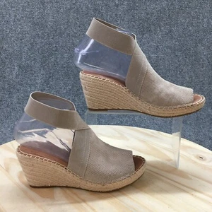 Gentle Souls Sandals Womens 6.5 M Colleen Espadrilles Gray Leather Wedge Casual - Picture 1 of 16