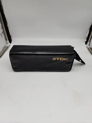 Vintage 90's TDK 15 Cassette Tape Case Carry Holder Storage Caddy Soft Side Zip - Image 1 of 4
