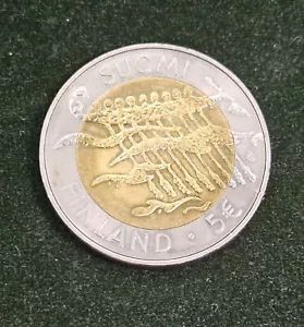 FINLAND 5 EURO 2007 RARE BI-METALLIC COMMEMORATIVE 90 YEARS INDEPENDENCE SUOMI - Picture 1 of 2