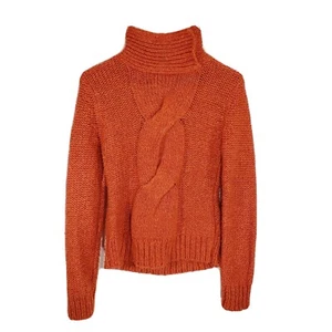 Forever 21 XXI Twenty One Vintage Look Cable Knit Sweater Medium M Orange - Picture 1 of 6