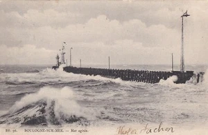 alte AK Ansichtskarte BOULOGNE-SUR-MER Rührendes Meer Briefmarke Mouchon 1904 - Bild 1 von 1
