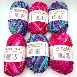 Moda Dea Bow Ties Yarn Skein 6 Pc 100% Nylon Multi-Color Flirt Calypso 64 yd EA - Picture 1 of 10
