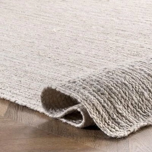 White Rug Jute Carpet Handmade Rectangle Farmhouse Rug Home Runner Living Room - Picture 1 of 14