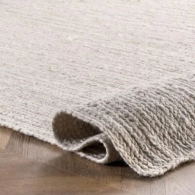 White Rug Jute Carpet Handmade Rectangle Farmhouse Rug Home Runner Living Room - Image 1 of 4