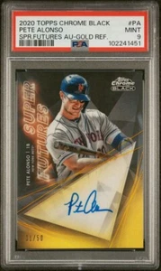 2020 TOPPS CHROME BLACK SUPER FUTURES AUTOGRAPHS SPR.FUTURES GOLD PETE ALONSO - Picture 1 of 2