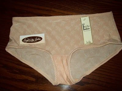 全新带标签 FELINA LOW RISE HIPSTER PANTIES NYLON/SPANDEX PAPILON BEIGE 730086 L — 第 1/2 张图片