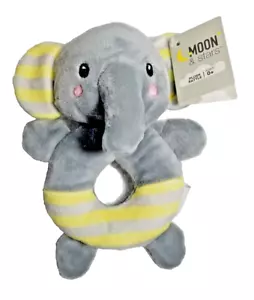 Elephant Plush Rattle Gray Soft Easy TO Hold Design Ages 0+ Moon & Stars NEW - Picture 1 of 3