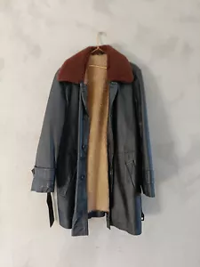 70er Real Mantel Jacke Vintage Leder made in Poland XL gr 8 Gefuetteret Winter - Bild 1 von 5