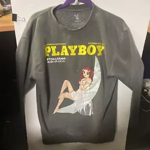 Playboy Men Sweatshirt Medium Black Model December 1973 Graphic Print - Picture 1 of 4