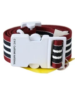 Costume National Striped Cotton Belt with Buckle Men Black - Picture 1 of 4