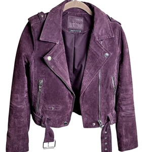 BlankNYC Neu ohne Etikett Pflaume Lila Moto Wildleder Leder Konzert Festival Jacke Größe XS - Bild 1 von 7