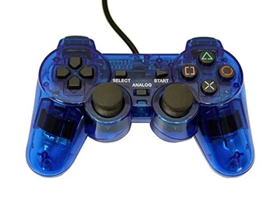 PS2 Wired Replacement Controller Transparent Blue For PlayStation 2 Ps2 PlayStat - Image 1 of 4