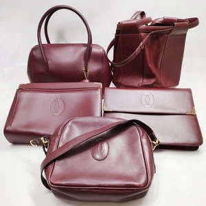 Cartier Bolso de Mano Bolso de Hombro Bolso sin asas Juego de 5 Cuero Burdeos 4740105 - Imagen 1 de 11