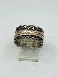 Or Paz PZ Israel Sterling Silver Rose Gold Spinner Ring Sz 9.75 8.9g - Picture 1 of 8