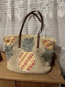 Tommy Bahama mamma tote paglia ananas abbellimento estate spiaggia vacanza crociera - Foto 1 di 11