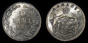 RUMANIA 1867 - 10 bani Carol I - KM# 4 - Imagen 1 de 3