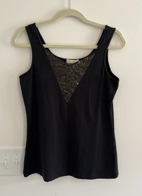 Kathleen Kirkwood女式黑色背心带装饰领中号弹力 — 第 1/4 张图片