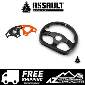 Assault Industries Ballistic 'D' UTV Suede Steering Wheel ( Orange Accents ) - Picture 1 of 4